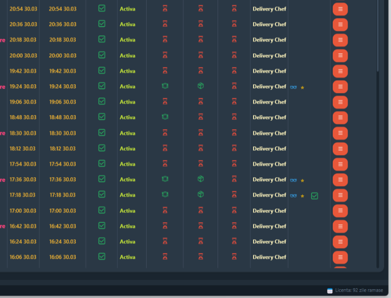 Delivero status notificări livrator citită preluată finalizată