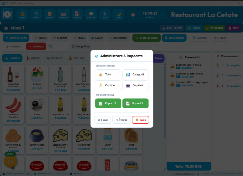 Rapoarte tipăribile — bon nefiscal — BistroPOS soft restaurant