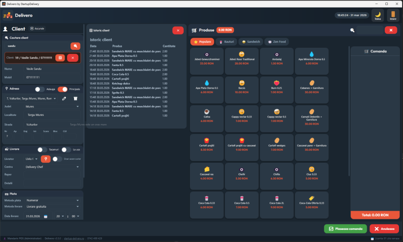 Delivero Ecran Istoric Clienți
