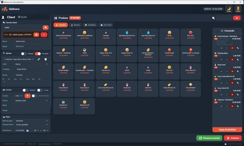 Delivero Ecran Comandă