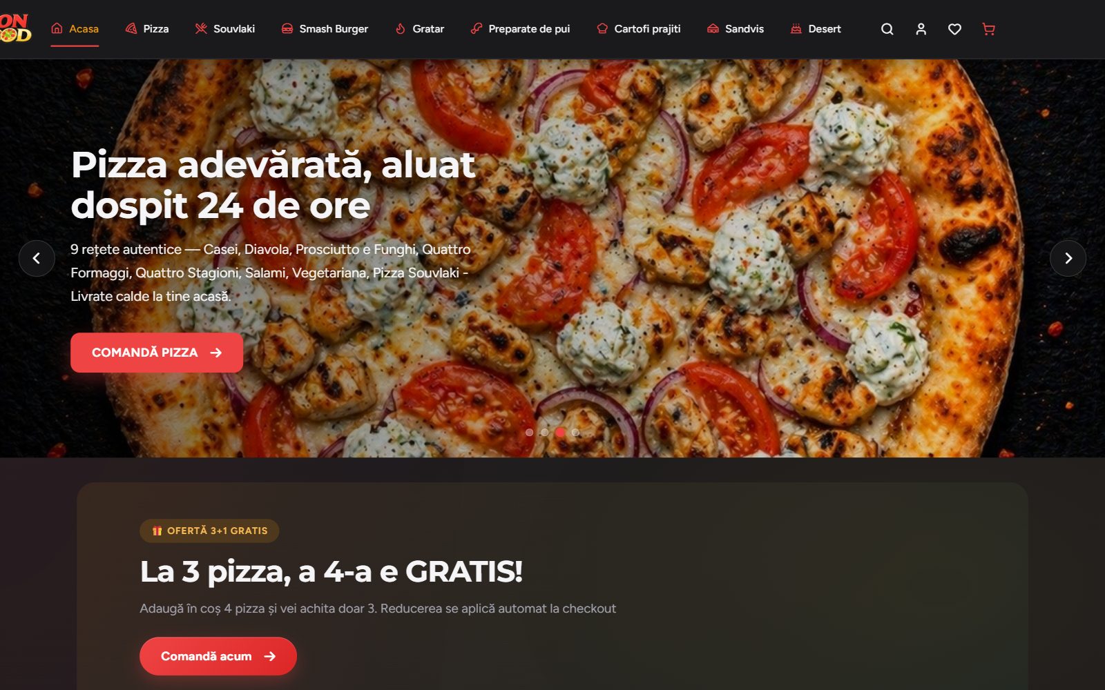 Site-ul Don Food realizat de Startup Delivery — pagina de start