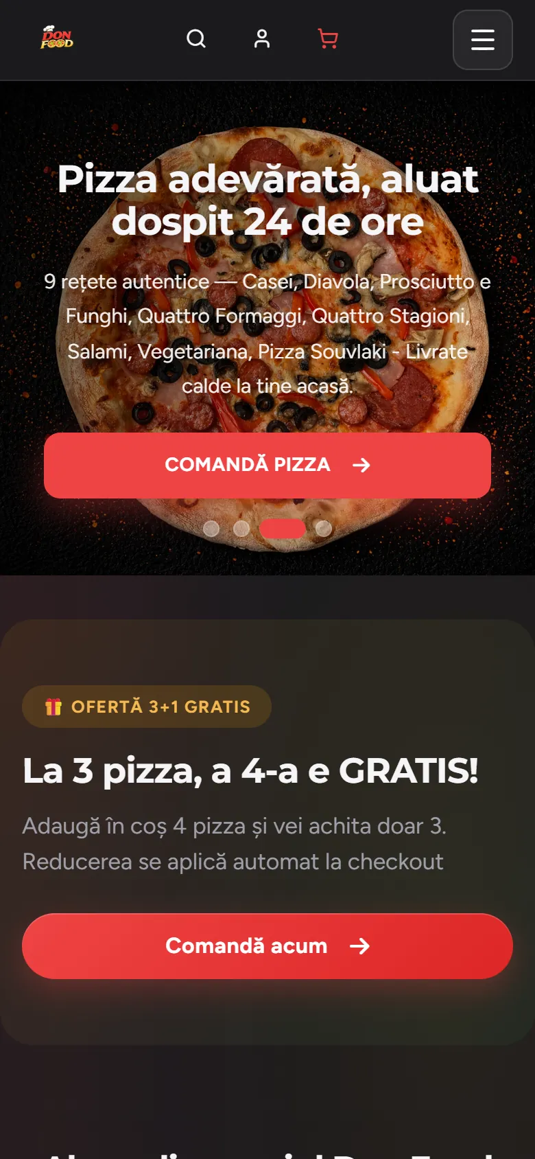 Site-ul Don Food pe telefon — versiunea mobilă