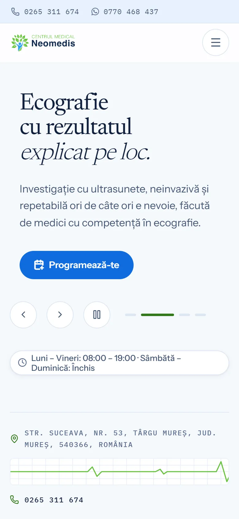 Site-ul Centrul Medical Neomedis pe telefon — versiunea mobilă