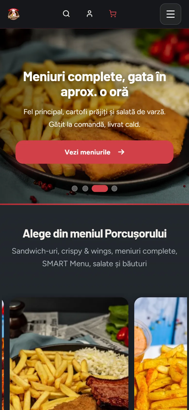 Site-ul Porcușorul Pofticios pe telefon — versiunea mobilă