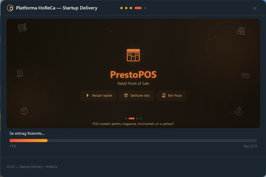 Progres instalare - extragere fisiere