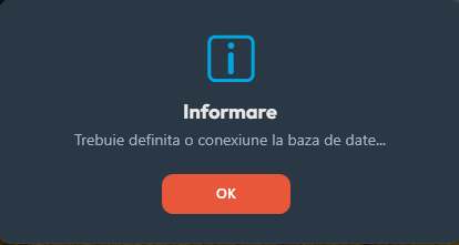 Mesaj informativ - definire conexiune baza de date