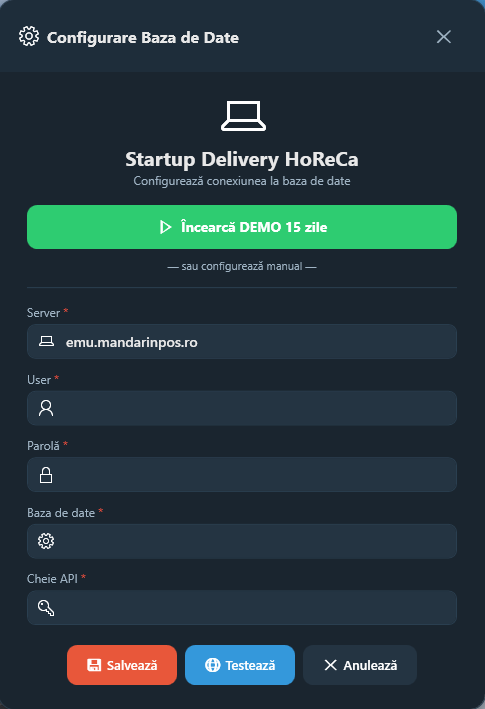 Configurare conexiune baza de date