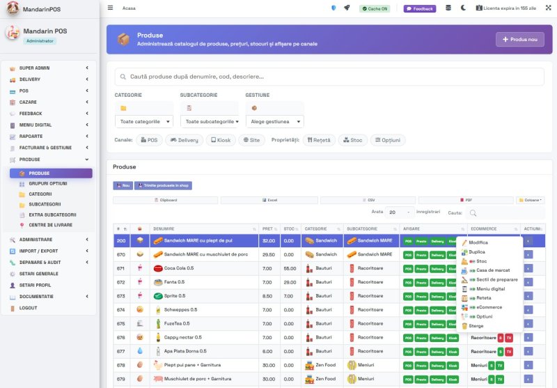 Soft restaurant - catalog produse cu imagini și categorii
