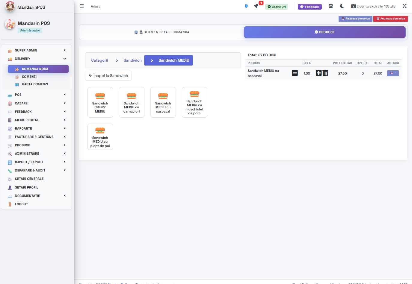 Comandă delivery cu produse